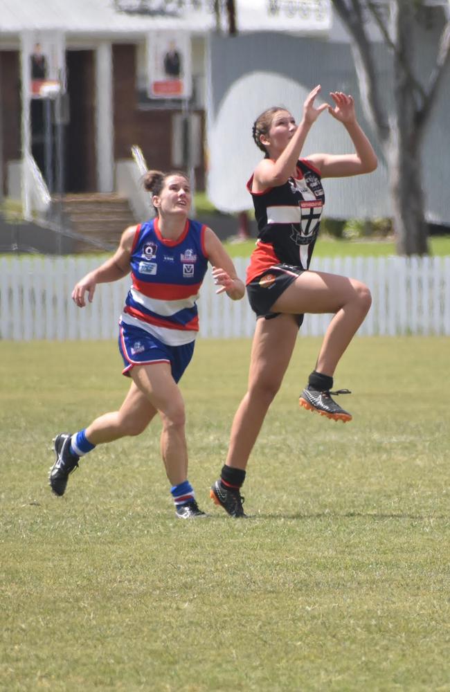 Alana Gee in the North Mackay Saints and Moranbah Bulldogs clash at Zeolla Park, August 28, 2021. Picture: Matthew Forrest