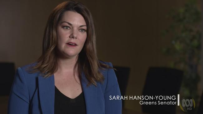 Shonky bonks: Sarah Hanson-Young lines up to sink the boot in.