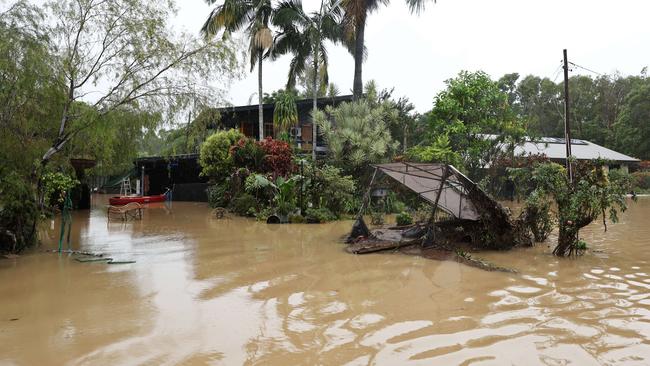 The Cardwell home of David and Tracy Ebert after floodwaters came through. Picture: Brendan Radke