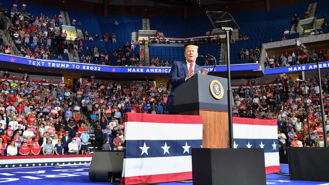 Empty seats at US President Donald Trump’s campaign rally last week in Tulsa, Oklahoma. Picture: AFP