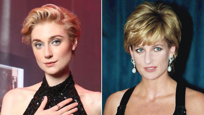 Australian actress Elizabeth Debicki, left, will play Diana, right, in the new series of The Crown. Pictures: News Corp/Getty