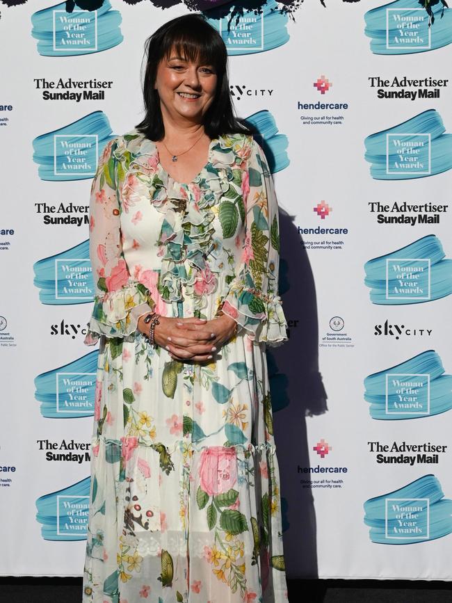 Professor Helen Marshall AM winning The Advertiser Sunday Mail SkyCity Woman of the Year in 2022. Picture: Naomi Jellicoe