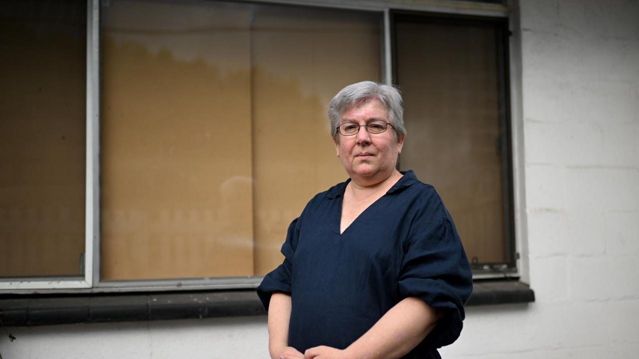 Susanne Dance uses different measures to reduce heating costs, including boarding-up her bedroom window. Picture: NCA/NewsWire Dan Peled