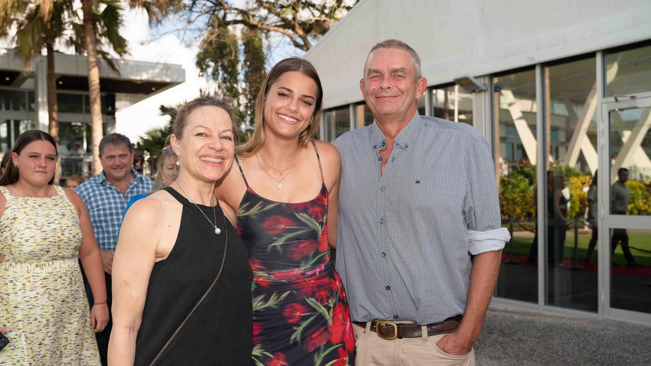 Tina Kievet, Annabel Kievet and Rob Kievet at the 2022-23 NTFL Nichols Medal Night. Picture: Pema Tamang Pakhrin