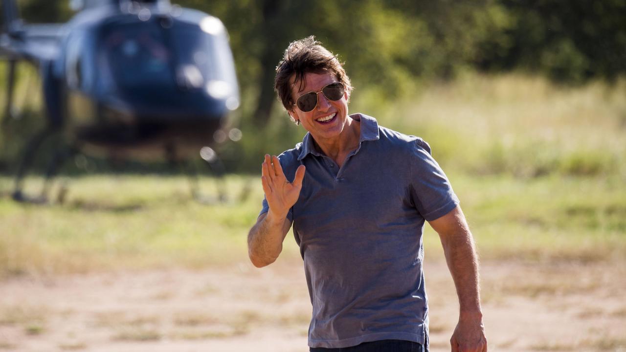 Cruise wore a big grin as he headed over to his helicopter. Picture: Jannie Nikola Photography/Mega