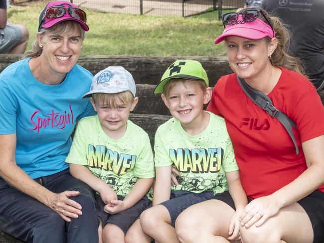 (from left) Sandy, Blake, Brock and Katie Langton at the Animal Nursery. Toowoomba Royal Show. Friday, March 31, 2023. Picture: Nev Madsen.