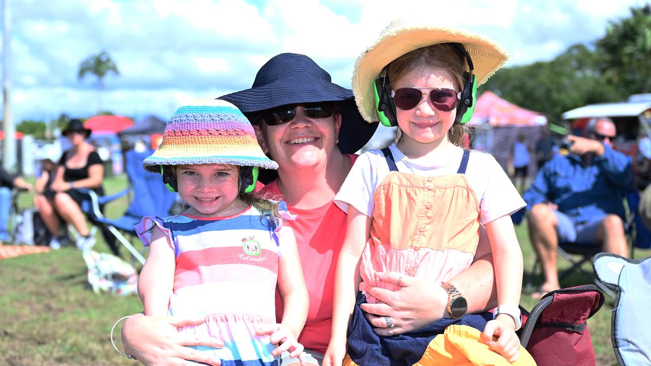 Hayley (4) Lynn and Teagan (6) Kerr at the Red Hot Summer Tour at the Cairns Showgrounds on Saturday afternoon. Picture Emily Barker