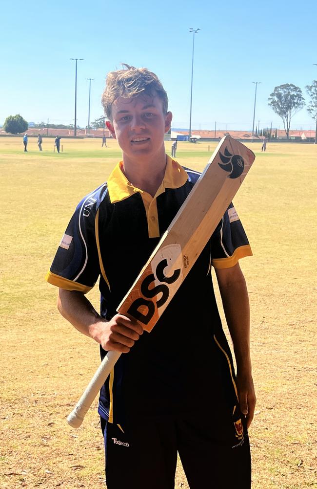 University opener Cooper Webster after scoring a century on Saturday, October 14, 2023.