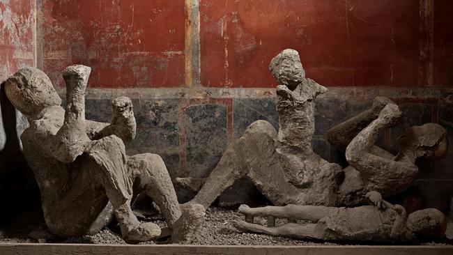 A group of Pompeii body casts from the ‘House of the Golden Bracelet’. Picture: Archaeological Park of Pompeii