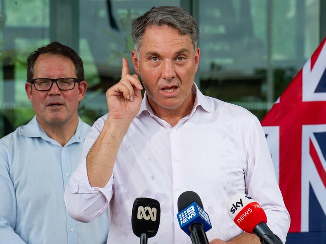 Richard Marles praises Darwin's 5th Battalion after their return from Operation Kudu at the press conference in  Robertson Barracks, Darwin. Picture: Pema Tamang Pakhrin