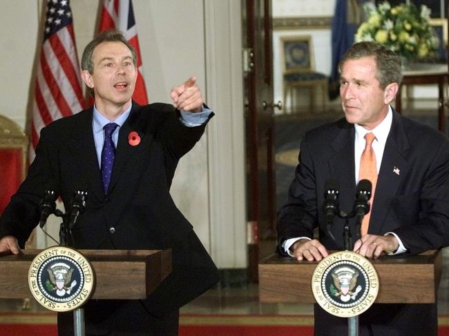 Tony Blair and then president George W. Bush at the White House in November 2001. Picture: AP