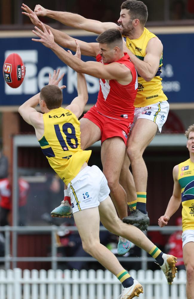 Rory Lehmann spoils. (SANFL Image/David Mariuz)