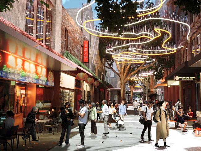 Haymarket and Chinatown are set for a $44 million facelift with ambitious plans for the areaendorsed unanimously by the City of Sydney Council Monday 11 December, 2023.Artists impression Dixon Street DayPhoto: Supplied / City of Sydney