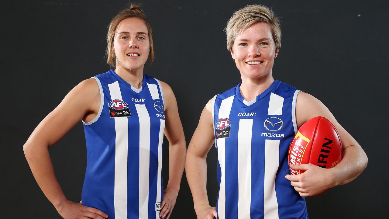 Jasmine Garner and Jess Duffin have signed for North Melbourne this season. Photo: Michael Klein.