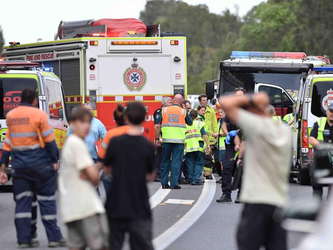 A crash site on a major road on the Sunshine Coast.