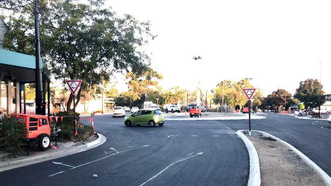 Directional arrows at the new Blackwood roundabout that were confusing motorists.