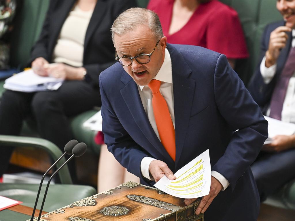 Anthony Albanese labelled Opposition Leader ‘the old boofhead’. Picture: NCA NewsWire / Martin Ollman