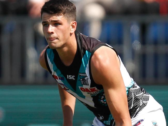 SHANGHAI, CHINA - JUNE 02: Ryan Burton of the Power in action during the 2019 AFL round 11 match between the St Kilda Saints and the Port Adelaide Power at Jiangwan Stadium on June 02, 2019 in Shanghai, China. (Photo by Michael Willson/AFL Photos)