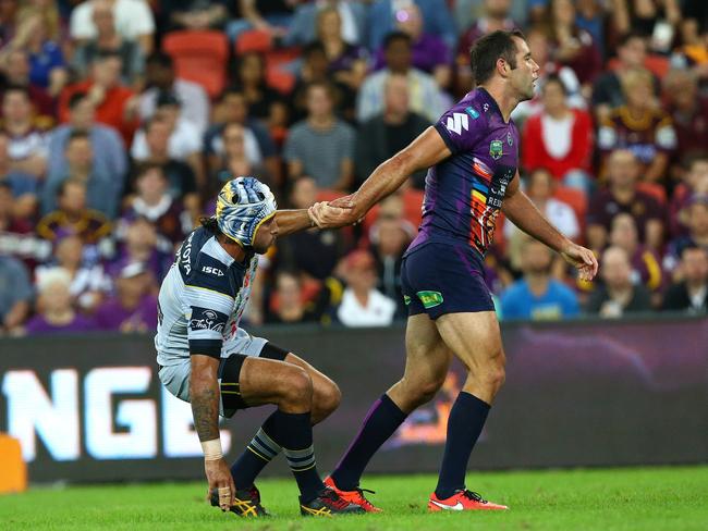 This image of Cameron Smith and Johnathan Thurston should be our next statue. Picture: Adam Head