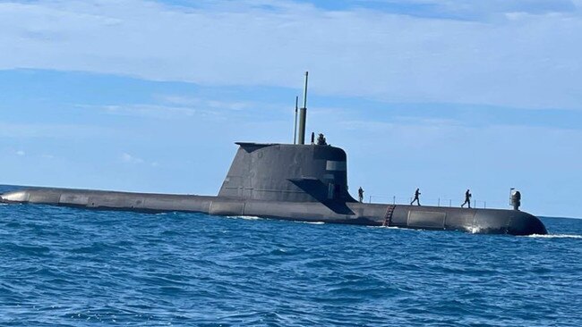 The mysterious submarine was spotted by fishermen off the coast of Rainbow Beach on Wednesday morning. Photo: Greg Pearce.