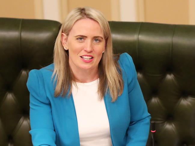 Kate Jones announces she will not contest the October 31 state election, quitting State Parliament, Parliament House, Brisbane. Photographer: Liam Kidston