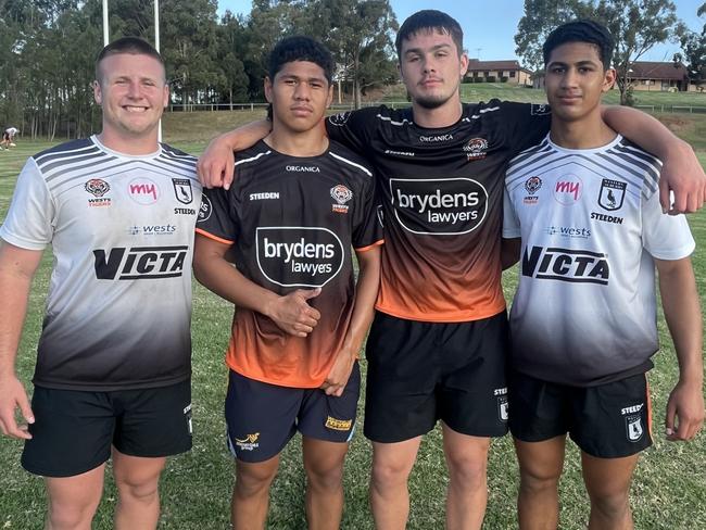 Western Suburbs Magpies Harold Matthews Cup players (from left) Kohan Lewis, Luke Laulili'i, Nate Gallagher, Onitoni Large. Picture: Contributed