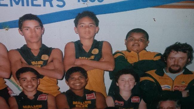 Shaun Burgoyne, middle, as part of Mallee Park’s under-14 side which was undefeated in 1996. Picture: Supplied.