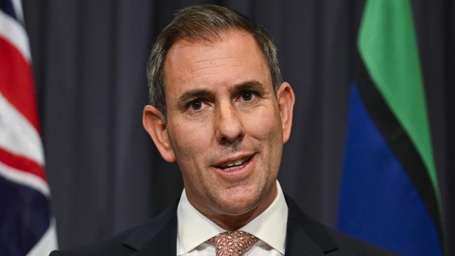 Federal Treasurer Jim Chalmers holds a press conference at Parliament House in Canberra. Picture: NewsWire / Martin Ollman