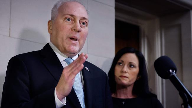 House Majority Leader Steve Scalise stands next to his wife Jennifer after the House Republican conference nominated him to be Speaker of the House. Picture: Getty Images