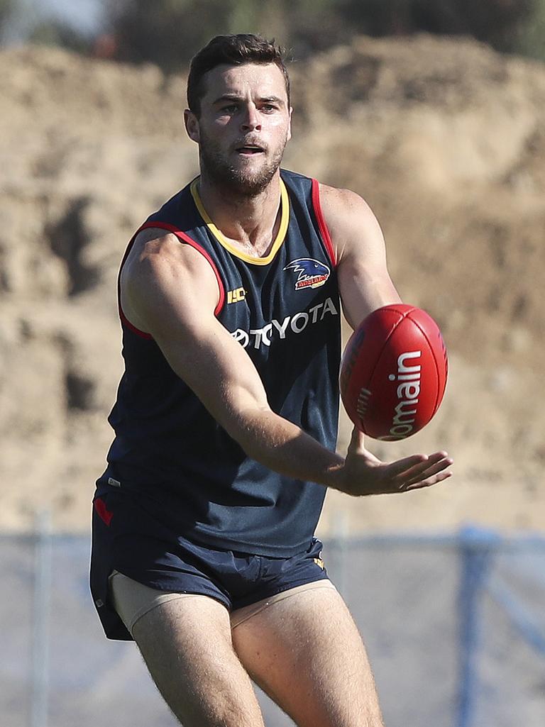 Brad Crouch, pictured at Crows training, is on track for the JLT Series.