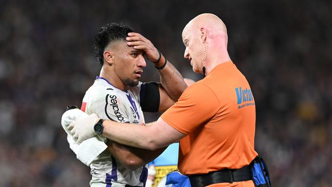 Marion Seve and Trent Loiero were forced off the field after a headclash. Picture: Getty Images.