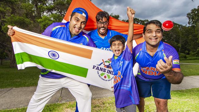 Indian Cricket fans Ram Hari, Srikanth Vyasabhattu, Jimmy Patel and Anirudh Rama. Picture: NIGEL HALLETT