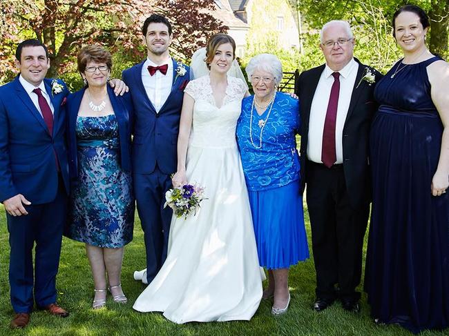 Greg and Josephine with relatives on their wedding day. Picture: Facebook