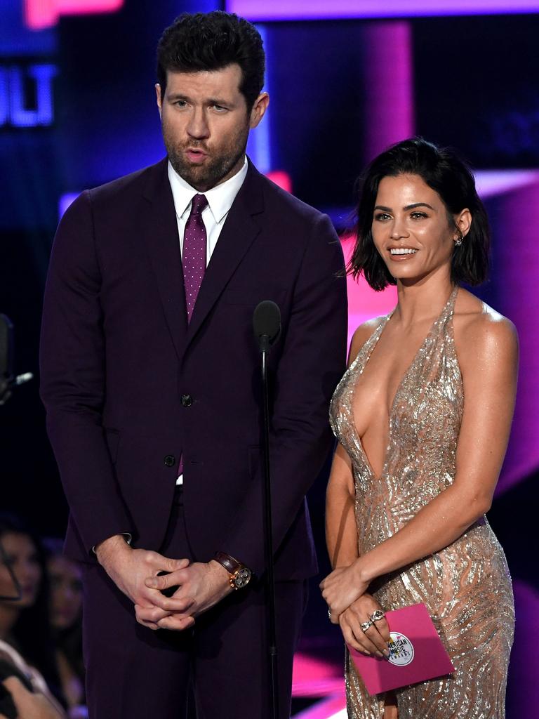 Billy Eichner and Jenna Dewan-Tatum speak onstage during the 2017 American Music Awards at Microsoft Theater on November 19, 2017 in Los Angeles, California. Picture: Getty