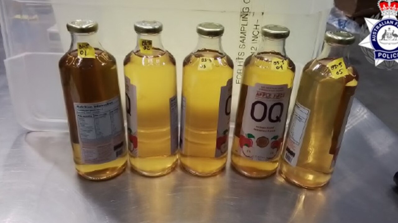 The liquid crystal meth had been hidden in juice bottles.