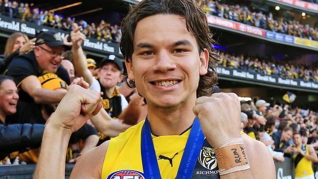 Daniel Rioli celebrates the win. Picture: Mark Stewart