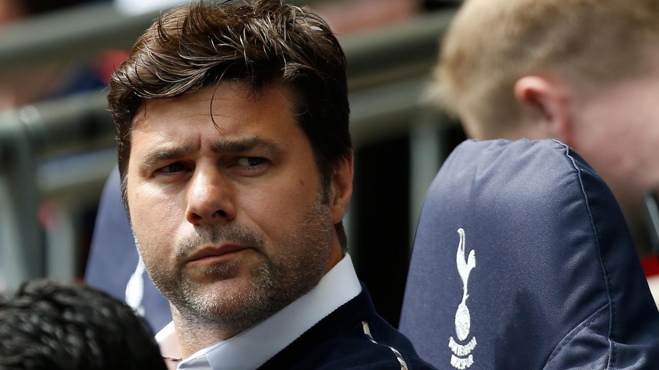 Tottenham Hotspur manager Mauricio Pochettino awaits kick off in the English Premier League match against Leicester City.