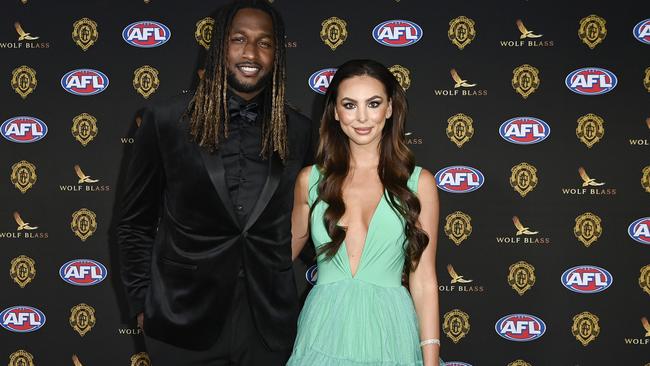 Nic Naitanui and partner Brittany Brown. Photo: Stefan Gosatti/Getty Images