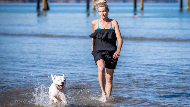 Boothby voter Ainsley Jessop from Oaklands Park with dog Charlie. Picture: Tom Huntley