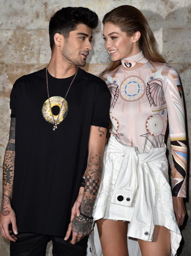 Zayn Malik and Gigi Hadid attend the Givenchy show as part of the Paris Fashion Week Womenswear Spring/Summer 2017 on October 2, 2016 in Paris, France. Picture: Getty