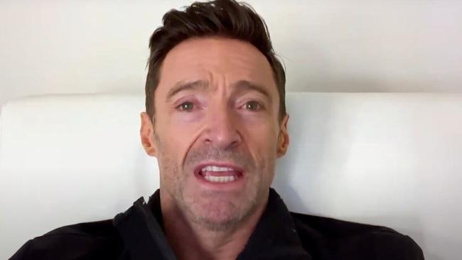 Hugh Jackman pays tribute to Shane Warne durning his memorial service screened at the MCG. Picture: YouTube
