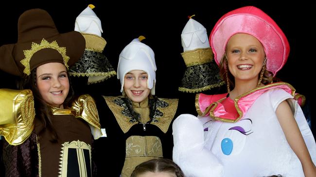 Aleira Arrowsmith (Cogsworth), Natalie McMurray (Lumiere), Alessandra Valle (Mrs Potts), Brielle Pearse (Lost Boy) and Lola Williams (The Pirate).