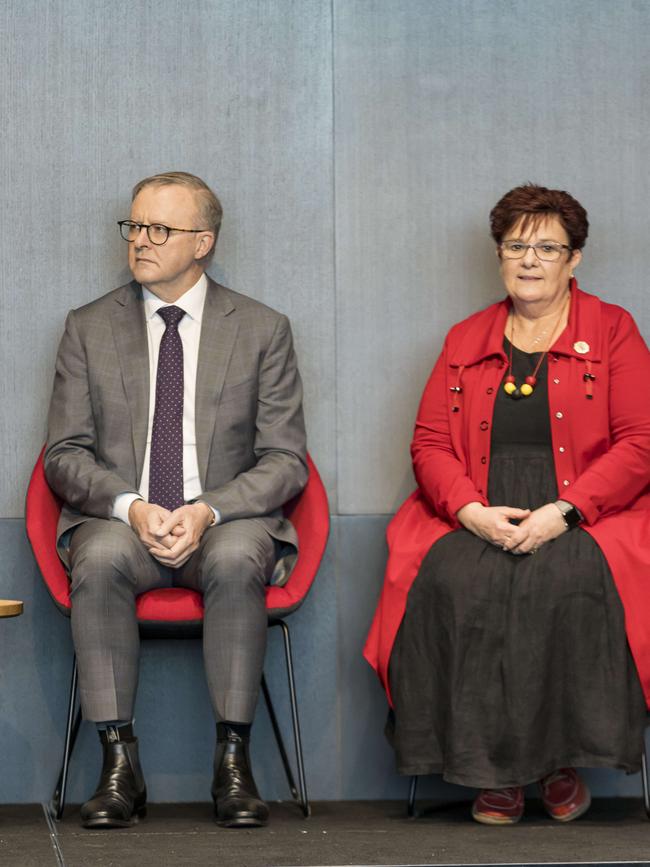 Prime Minister Anthony Albanese with Senator Anne Urquhart. Picture Grant Viney