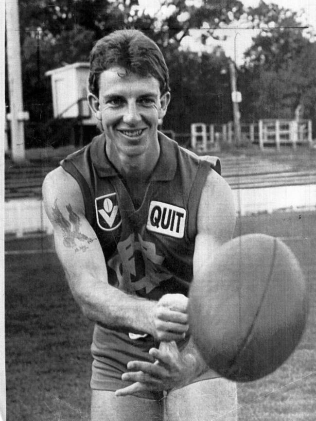 Andrew Brockhurst at Fitzroy Lions training in 1991. Picture: News Corp.