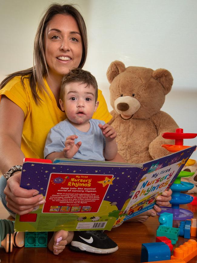 Olivia Grampsas and her son, Jonathan, 16 months. Picture: Tony Gough