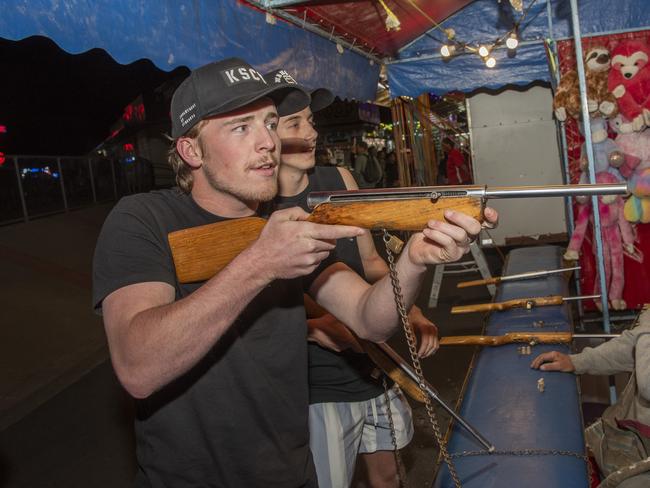 Connor Green at the pop guns sideshow at the 2024 Swan Hill Show Picture: Noel Fisher