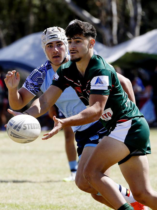 Action from Under 18 Boys NSW Indigenous v Lebanon. Harmony Nines Rugby League. Picture: John Appleyard