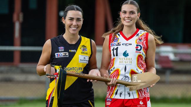 Nightcliff's Christy Landwehr and Waratah's Lily Tatsula to play for the Golden Shovel in the NTFL 2024-25 edition of the Battle of the Beaches. Picture: Pema Tamang Pakhrin