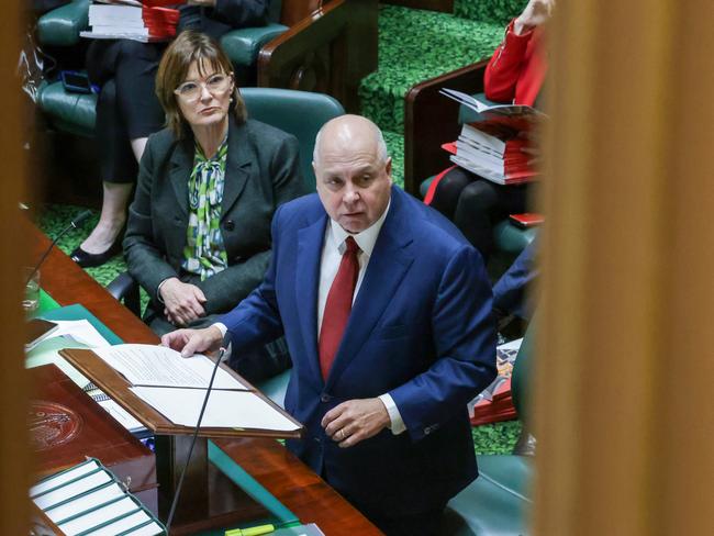 MELBOURNE, AUSTRALIA- NewsWire Photos MAY 23, 2023: The Victorian Treasurer Tim Pallas hands down the state budget in Parliament House. Picture: NCA NewsWire / Ian Currie