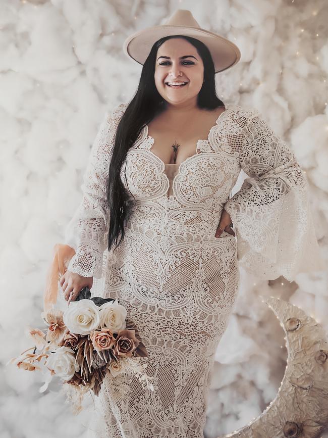 Clancie Tasker in one of the boutiques wedding dresses.